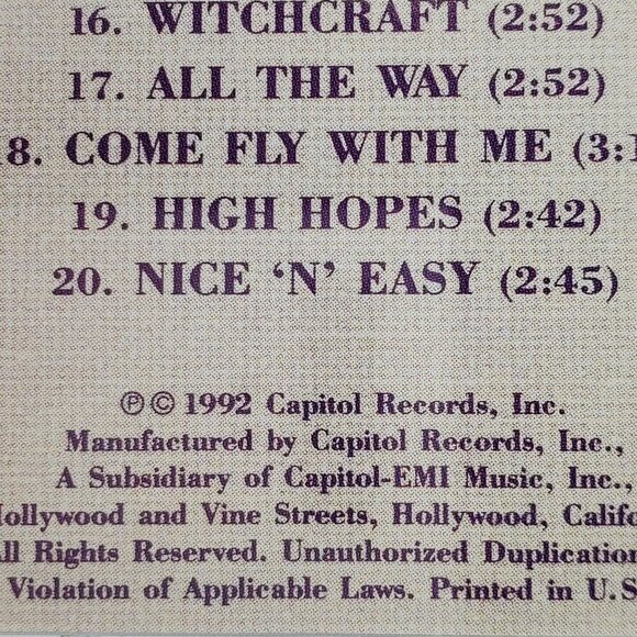 Frank Sinatra MiniDisc Best of Capitol Years 1992 MD - Picture 10 of 10